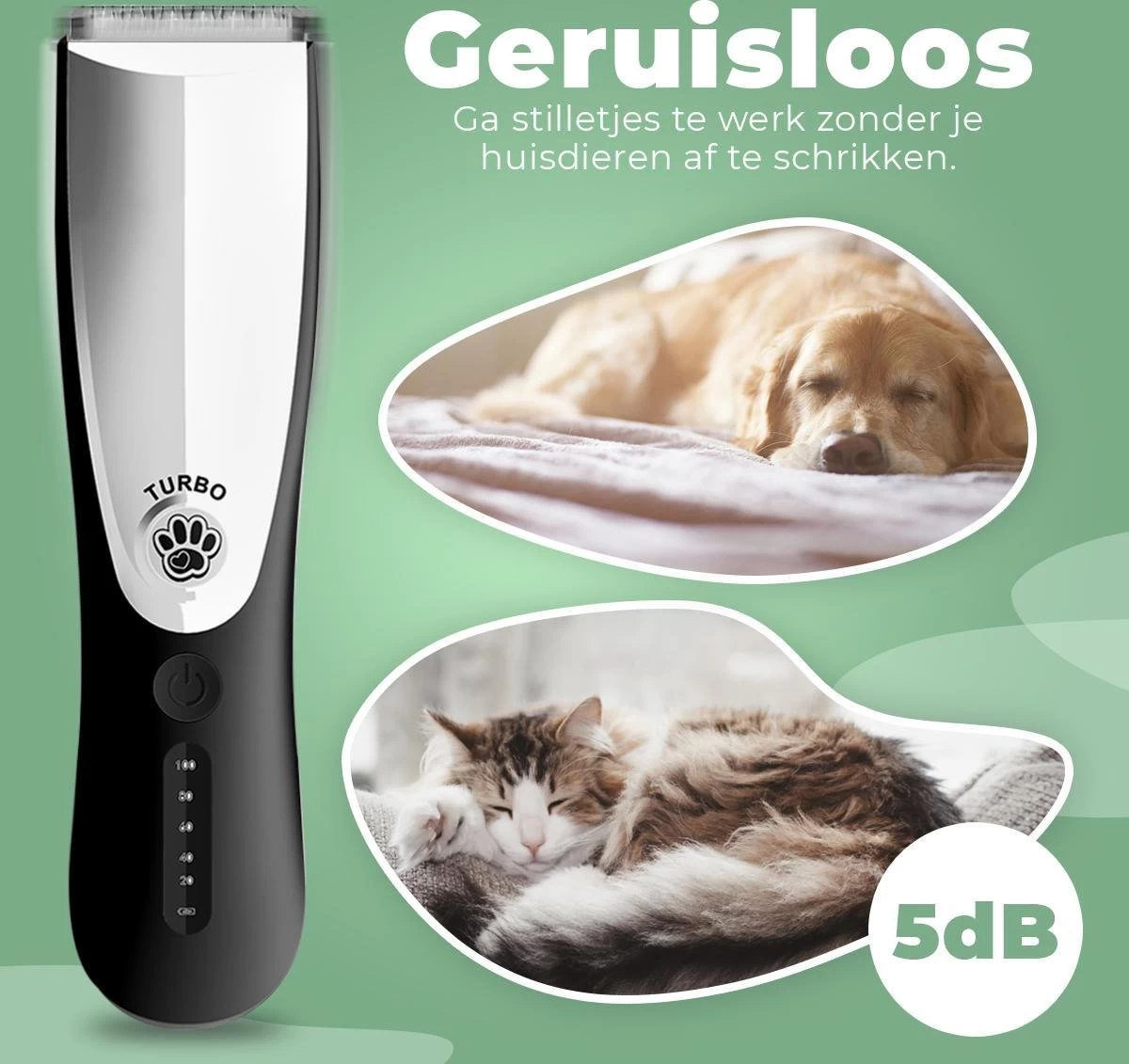 Essential Goods Professionele Hondentondeuse – Hondentrimmer - Draadloos – Opzet Kammen – Dik/Dunne Vacht - Honden/Katten - Zwart/Zilver - Afbeelding 4