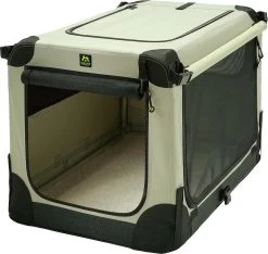 Maelson Soft Kennel - Robuuste Hondenbench Van Zacht Materiaal - Opvouwbare Kennel Met Stevig Stalen Binnenframe - Beige/zwart - XXS / XS / S / M / L / XL / XXL - 92 L