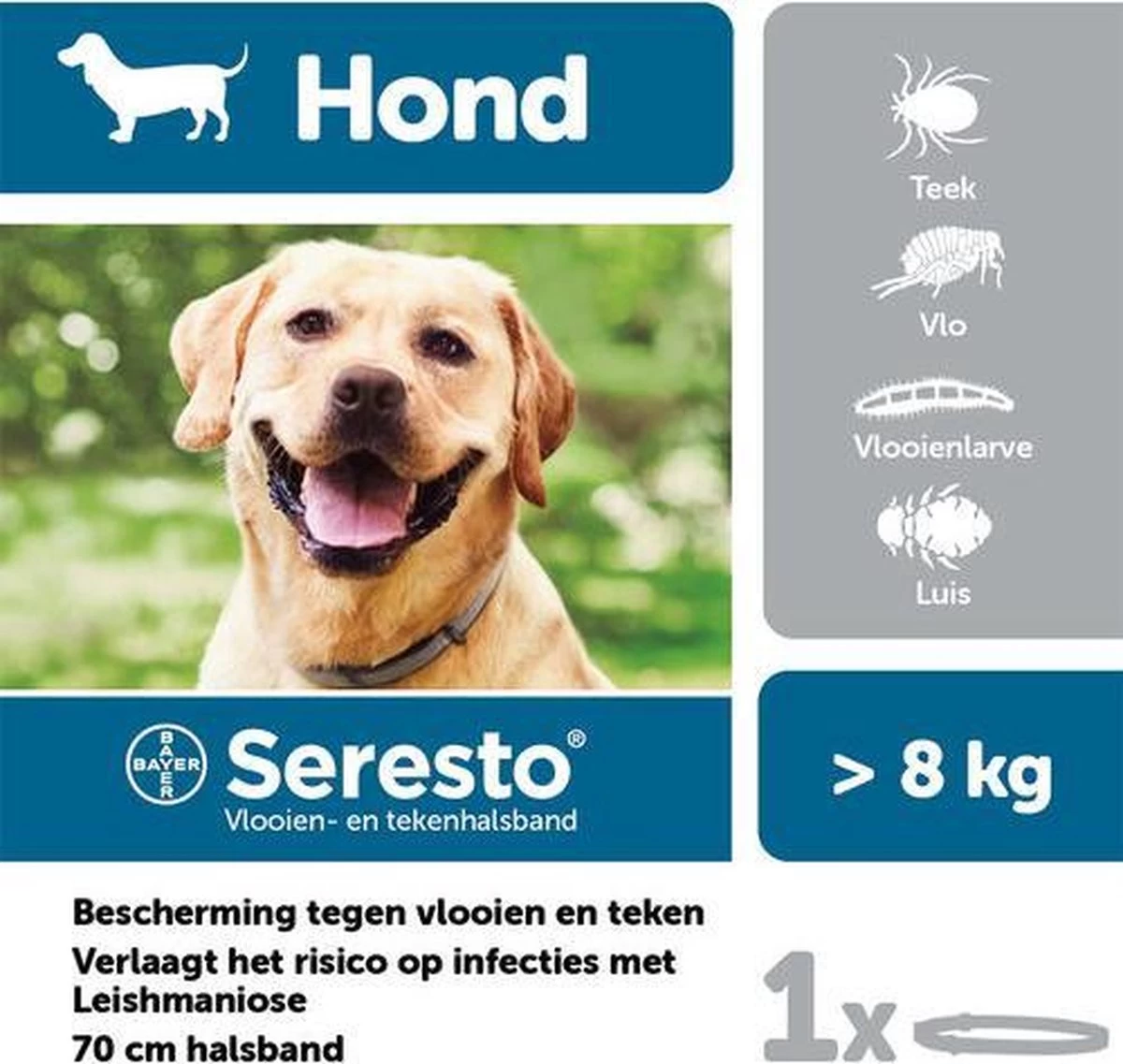 Seresto Teken- En Vlooienband Large - Grote Hond - Anti Tekenmiddel - 3 X 70 Cm Van 8 Kg - Afbeelding 2