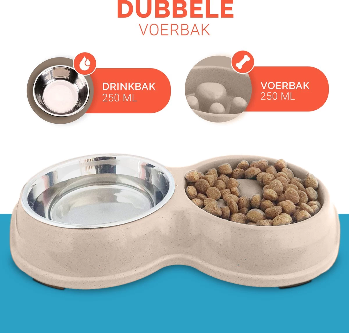 Anti Schrokbak Voor Kleine Honden - Hondenvoerbak - Slowfeeder Voerbak Katten - Hondenbak En RVS Waterbak - Afbeelding 6