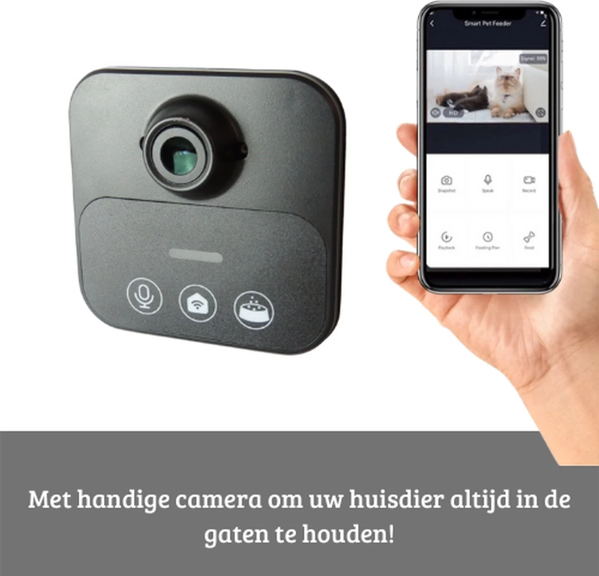 LARMA Automatische Voerbak Met Camera - Automatische Voerbak Voor Kat En Hond - Voerinhoud 6 Liter - Voerautomaat Met Smartphone Besturing - Met Camera - Voerdispenser Voor Hond En Kat - Afbeelding 3