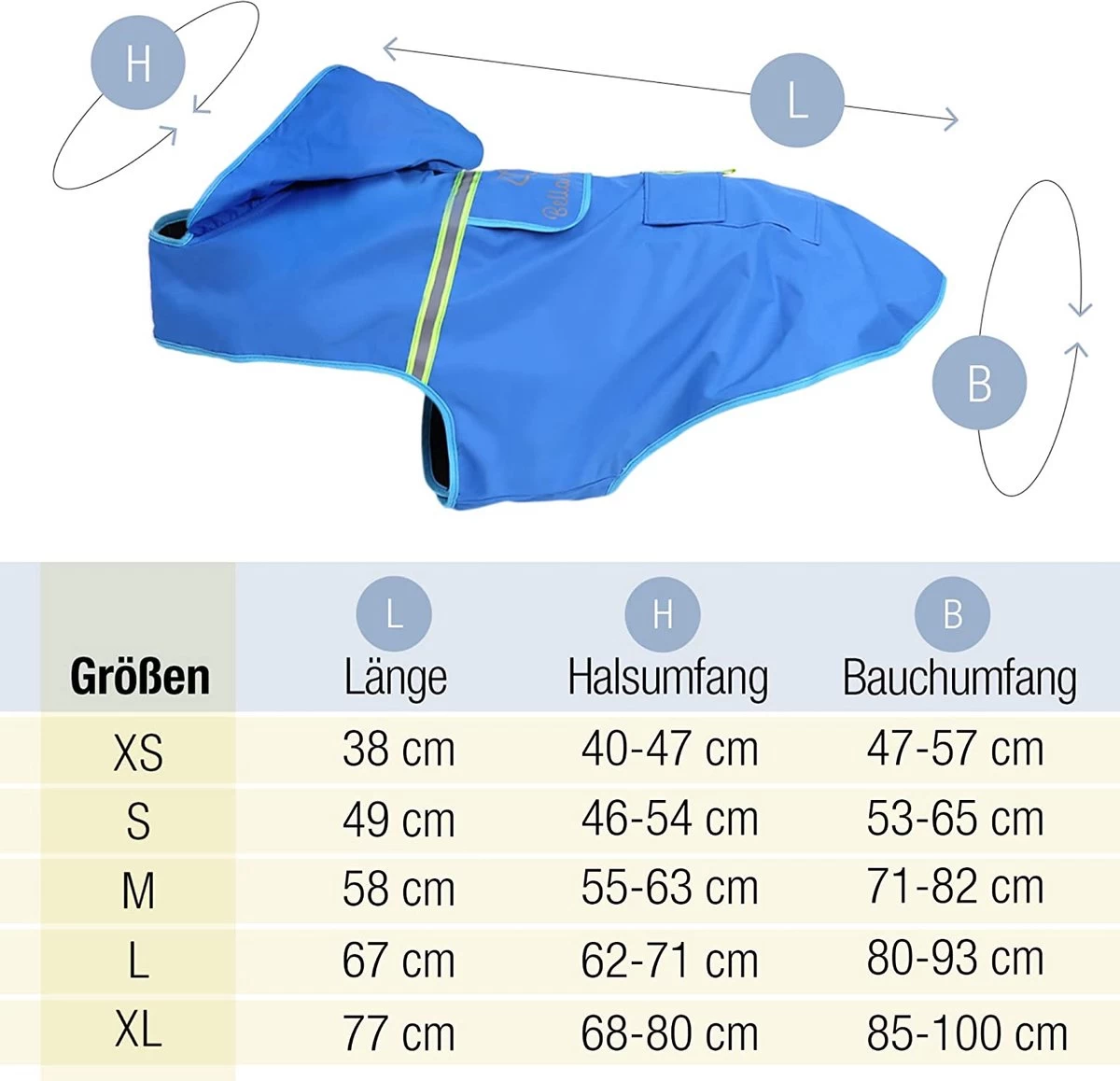 Bella & Balu Hondenregenjas - Waterdichte Hondenjas Met Capuchon En Reflectoren Voor Droge, Veilige Wandelingen, De Hondenspeeltuin En Vakanties Met Hond (XS | Blauw) - Afbeelding 5