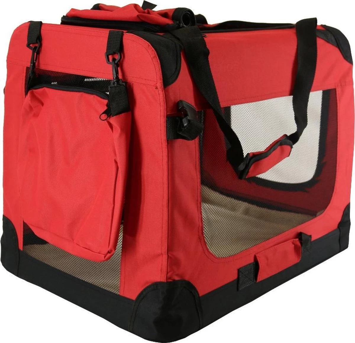 Topmast ReisBench Nylon Bench - Honden Bench XXXL Rood 102x69x69cm - Stoffen Bench - Vouwbench - Auto Bench - Honden 35-50kilo - Afbeelding 2