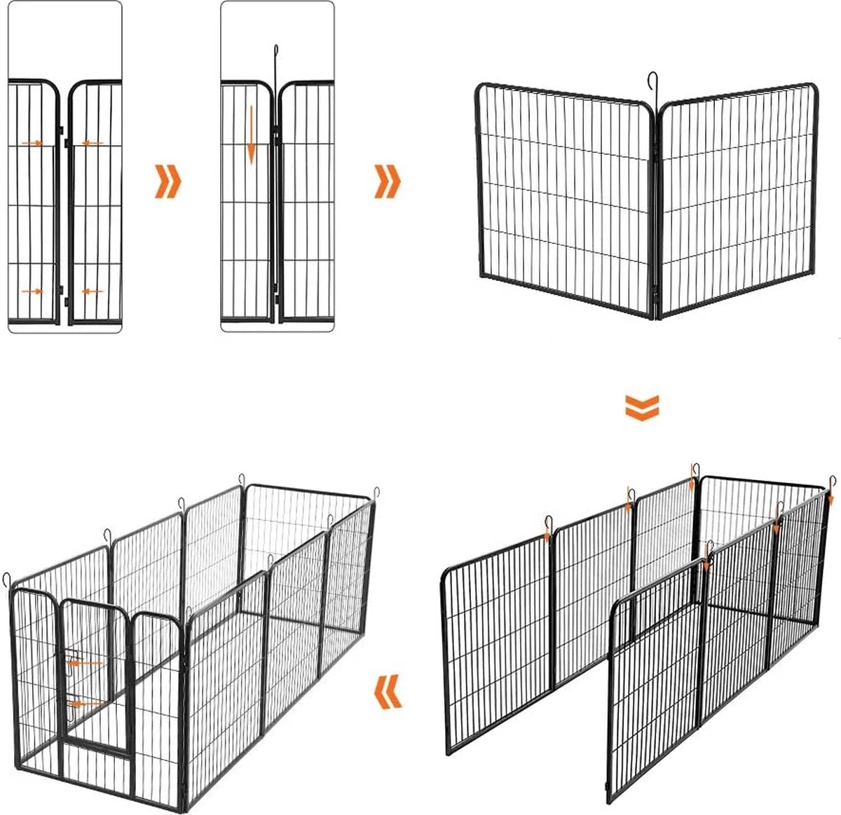 Hoppa! Hondenhekje - Puppyren - 160x160 Cm - 8 Delen Van 80 X 60 Cm - Vierkant, Rechthoek Of Achthoek Naar Keuze - Zwart - Afbeelding 7