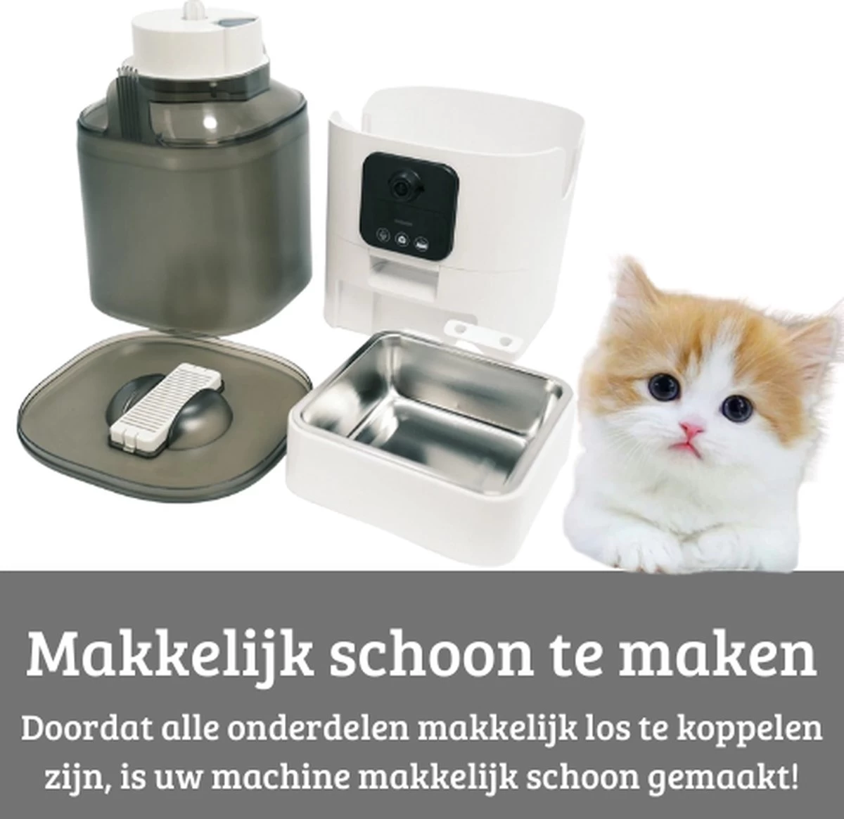 LARMA Automatische Voerbak Met Camera - Automatische Voerbak Voor Kat En Hond - Voerinhoud 6 Liter - Voerautomaat Met Smartphone Besturing - Met Camera - Voerdispenser Voor Hond En Kat - Afbeelding 5