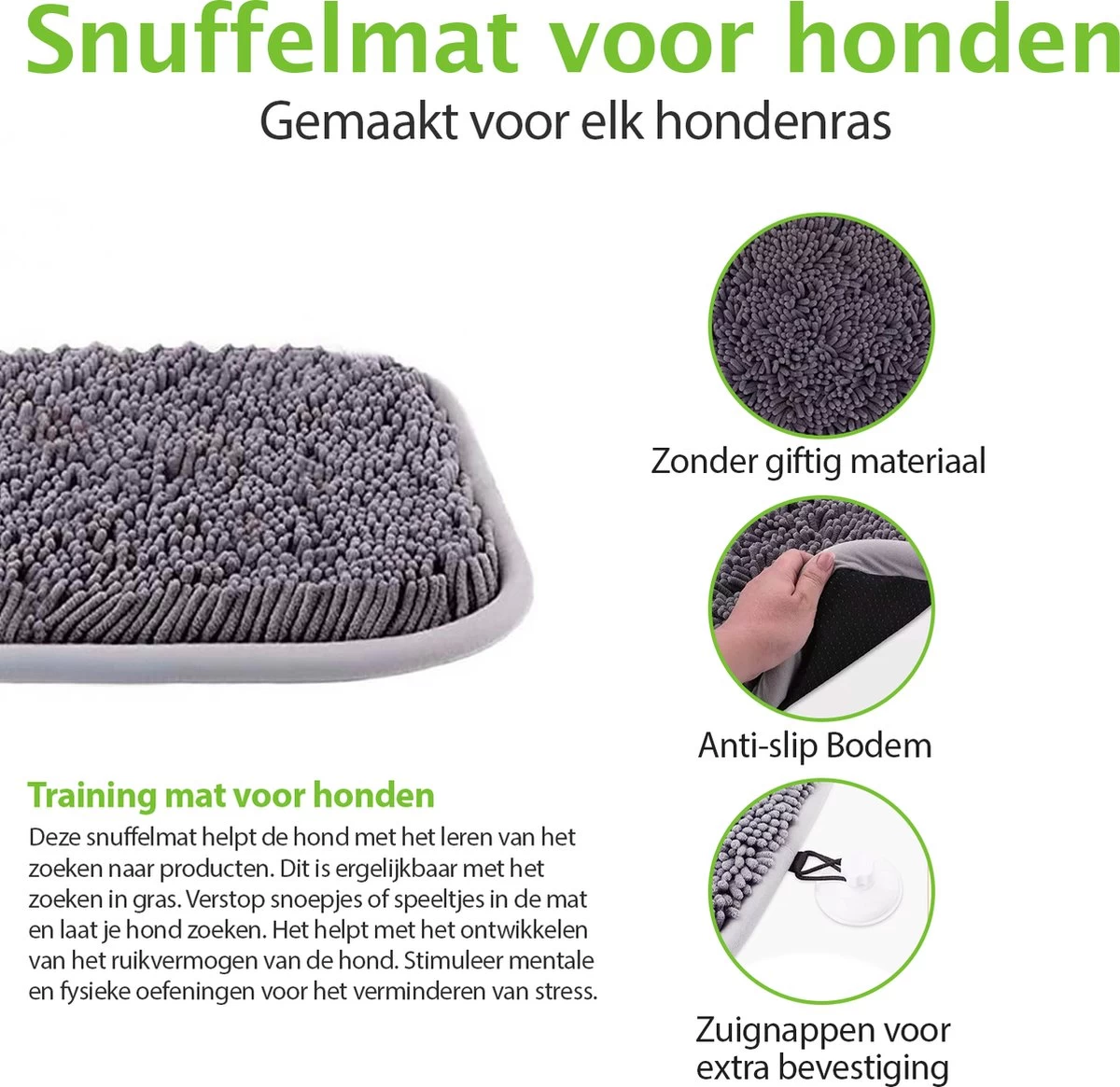 SNOOTS - Snuffelmat Hond - Snuffelmatten Voor Hond En Puppy - Honden Speelgoed Intelligentie - Agility Voor De Hond - Hondentraining - Denkspel Hond - Wasbaar Incl. Zuignappen - Afbeelding 2