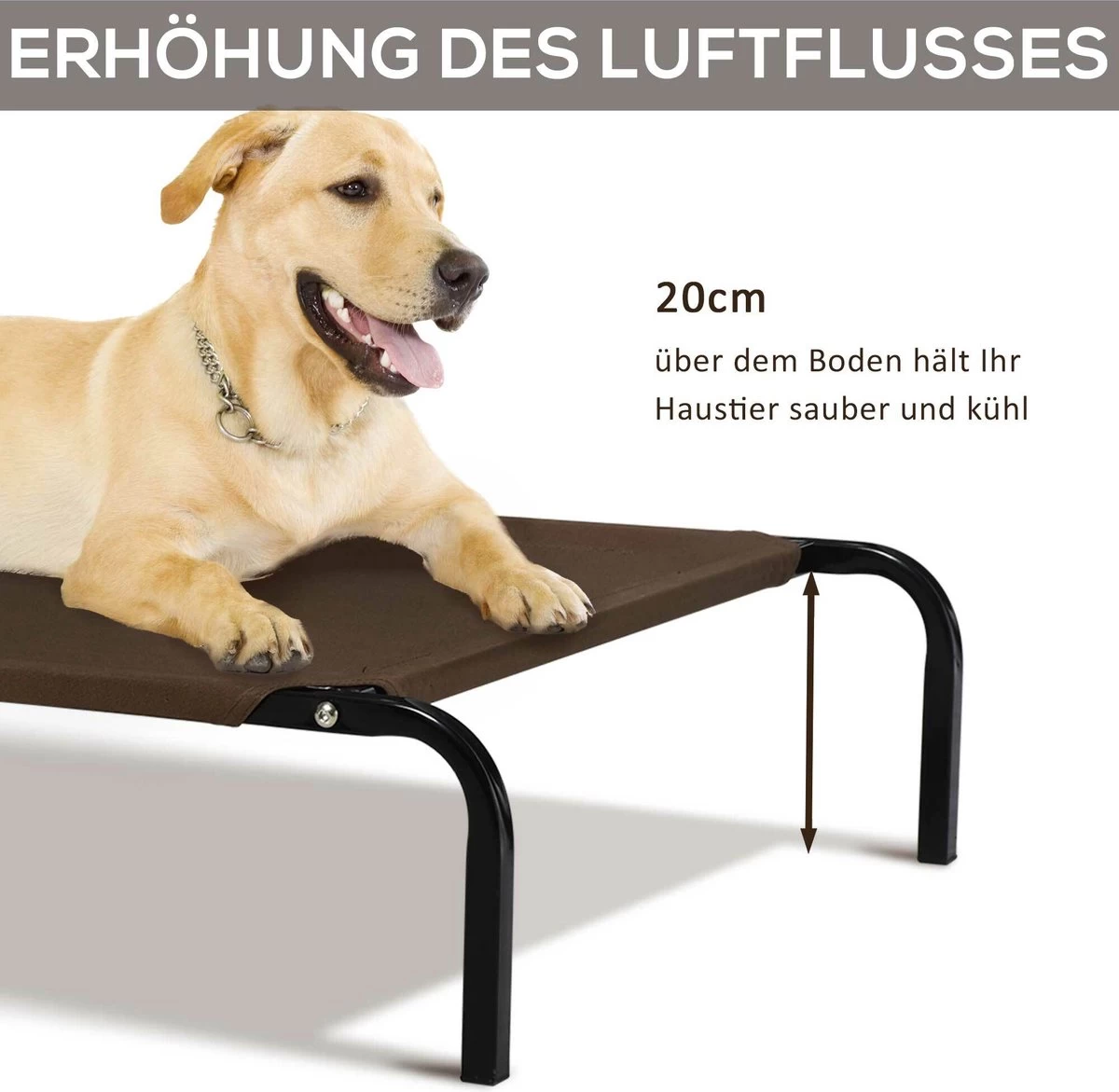 PawHut Hondenstretcher XL 110x68x19 Cm. Bruin / Grijs - Afbeelding 11