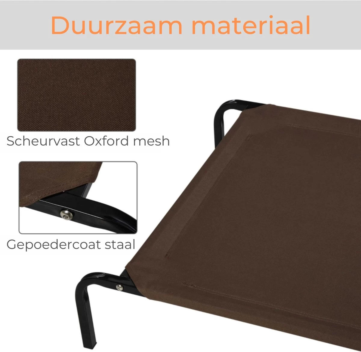 Hondenbed - Hondenstretcher - Honden Ligbed - Inclusief 2 Overtrekhoezen - XL - 110x68cm - Grijs En Koffie - Afbeelding 7