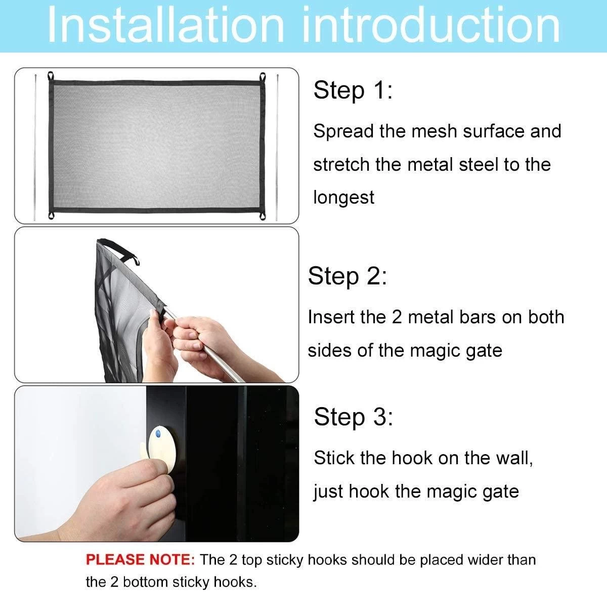 Merkloos ACE Pets – Oprolbaar Hondenrek Voor Binnen - Traphekje Hond Zonder Boren - Veiligheidshek Deurhekje - 180 X 72 Cm - Zwart - Afbeelding 8