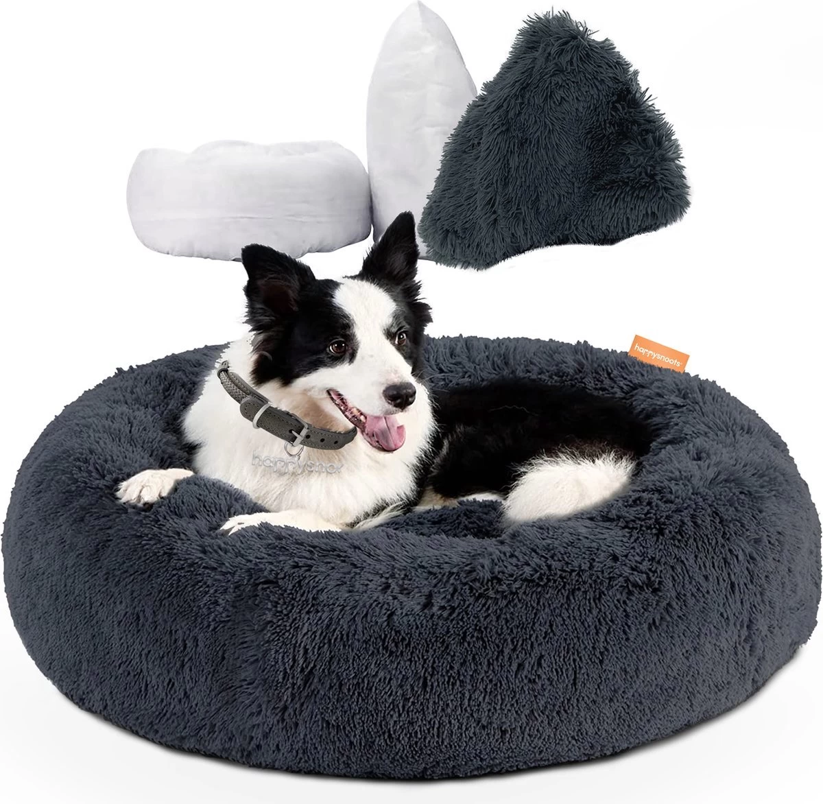 RK® Donut Hondenmand - Zacht Pluche Hondenmand - Hondenbed - 70cm - Hondenkussen - Kattenmand - Grijs Grey
