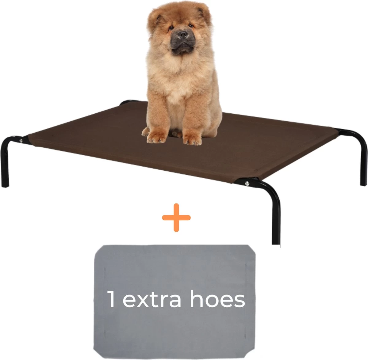 Hondenbed - Hondenstretcher - Honden Ligbed - Inclusief 2 Overtrekhoezen - XL - 110x68cm - Grijs En Koffie