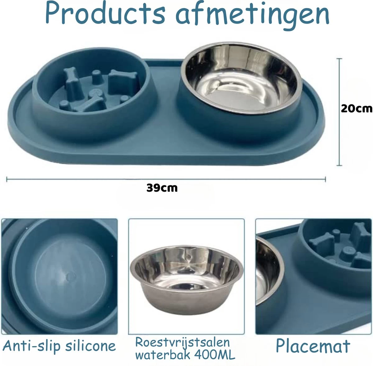 Anti Schrokbak Hond – Slow Feeder – Drinkbak – Voerbak Kat – Silicone Placemat – 300ml - Afbeelding 6