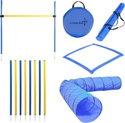 Agility Voor De Hond - Agility Set- Hondentunnel 300 Cm- Slalom Set - Horde - Startveld - Honden Behendigheidsset - 16 Delig - Tunnel - Slalom - Horde - Agility Set Voor De Hond - Agility Set
