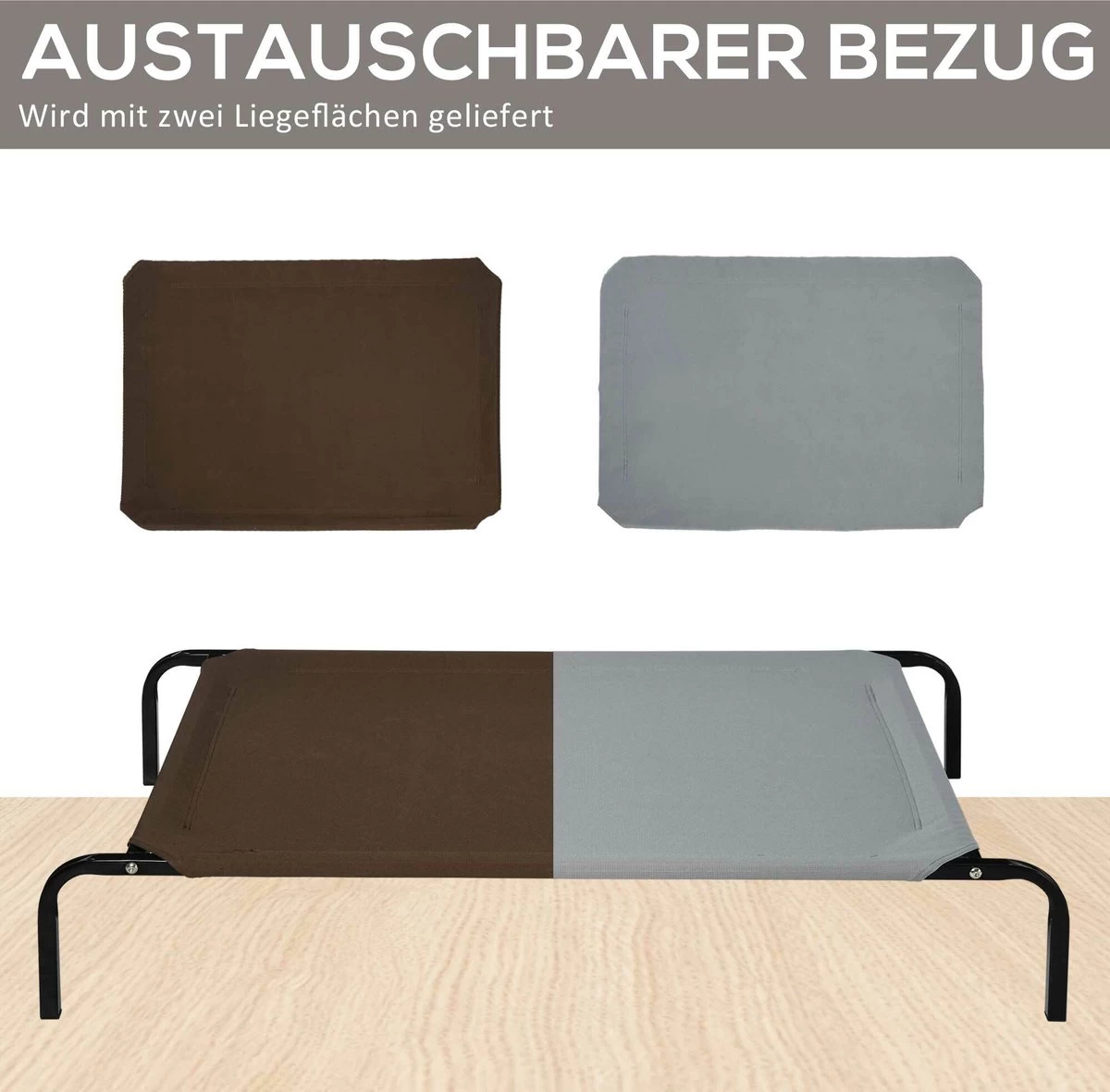 PawHut Hondenstretcher XL 110x68x19 Cm. Bruin / Grijs - Afbeelding 13