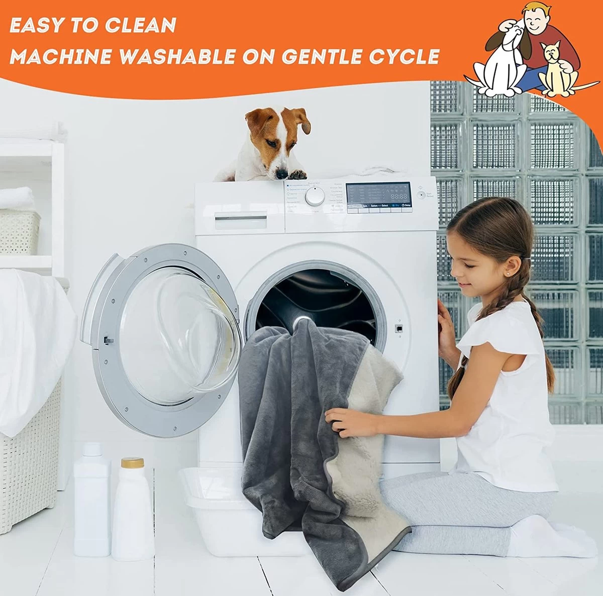 Hondendeken, Fleece, Waterdicht, Wasbaar, Hondenmat, Huisdier, Warme Zachte Deken Voor Hondendeken, Kattendeken, Deken Voor Katten En Honden, Waterdichte Deken Voor Bank, Bed, 150 X 127 Cm - Afbeelding 2