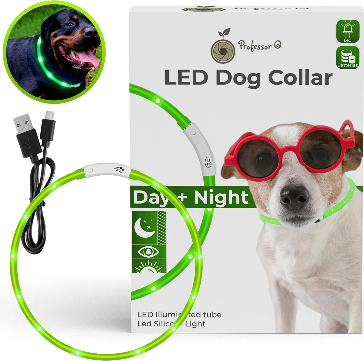 Groene LED Halsband Voor Honden Medium / Groen Verlichte Halsband / Lichtgevende Halsband Hond / Diverse Formaten Beschikaar! Oplaadbaar Via USB / USB Halsband LED - Afbeelding 7