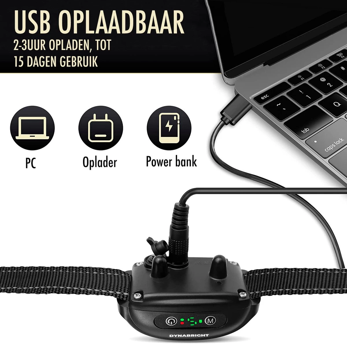 DynaBright Anti Blafband Voor Honden - 3-70KG - Diervriendelijk - Zonder Schok - Vibratie En Audio - Anti Blaf Band - Afbeelding 4