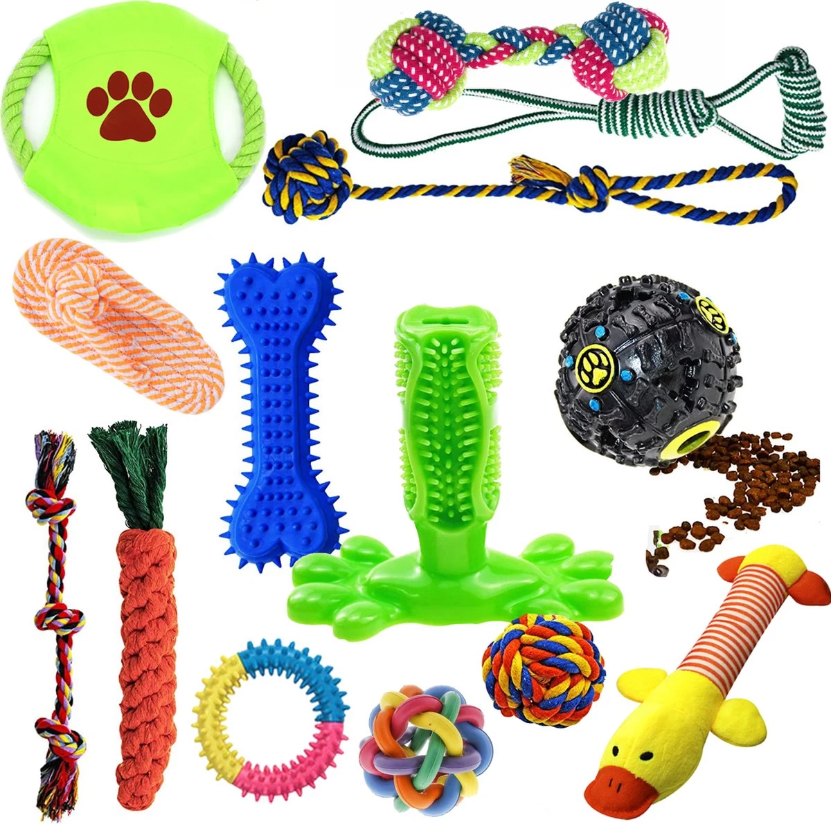 Filo Honden Speelgoed Set 14 Stuks - Hondenspeeltjes Knuffel - Hondenbal - Flostouw - Bot - Frisbee - Hondentouw - Hondenspeelgoed Intelligentie - Kauwspeelgoed Hond En Puppy - Bijtspeelgoed Hondenknuffel - Hondenspeeltje Met Piep