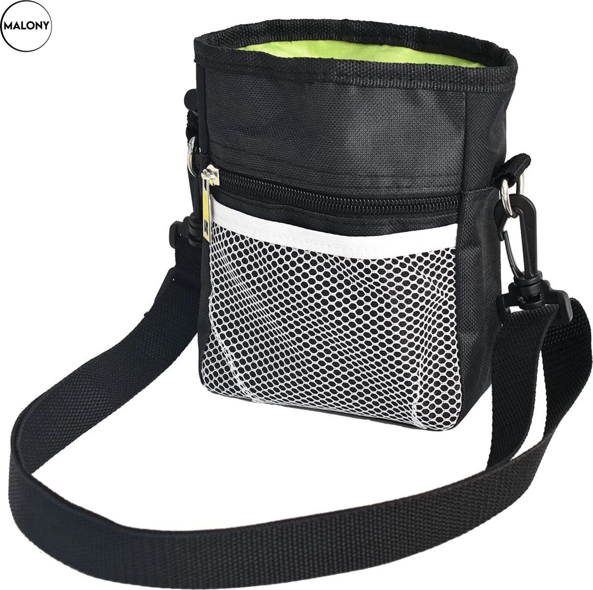 Malony Beloningstasje Voor Honden - Beloningszakje - Poepzakjes Dispenser - Verstelbare Riem - Nylon - Zwart