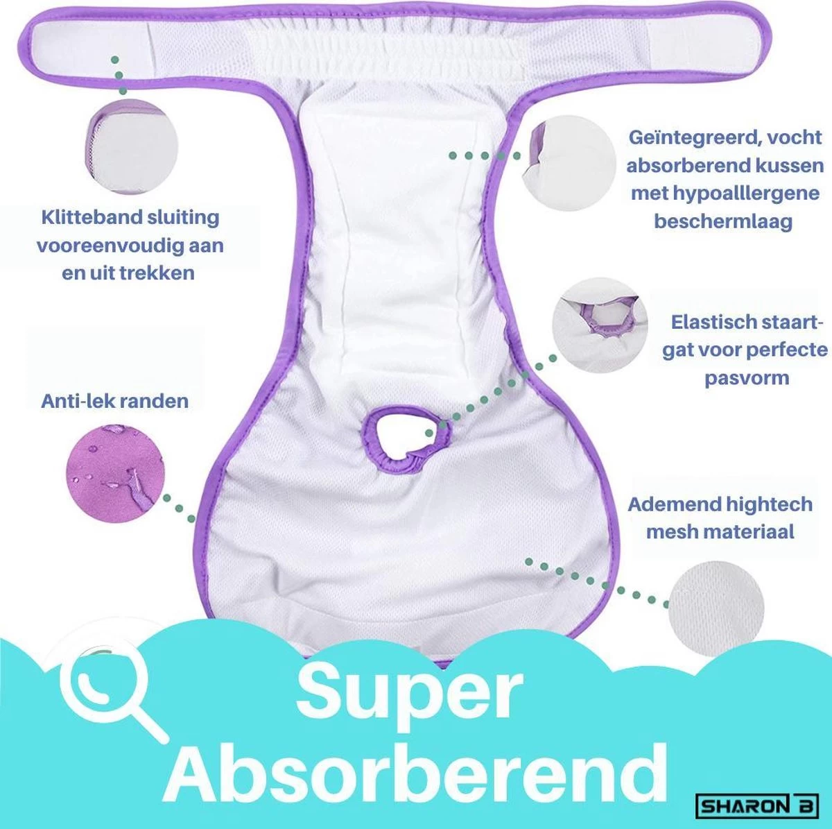 Sharon B Loopsheidbroekje Hond - Luipaard - Maat S - Wasbaar - Afbeelding 7