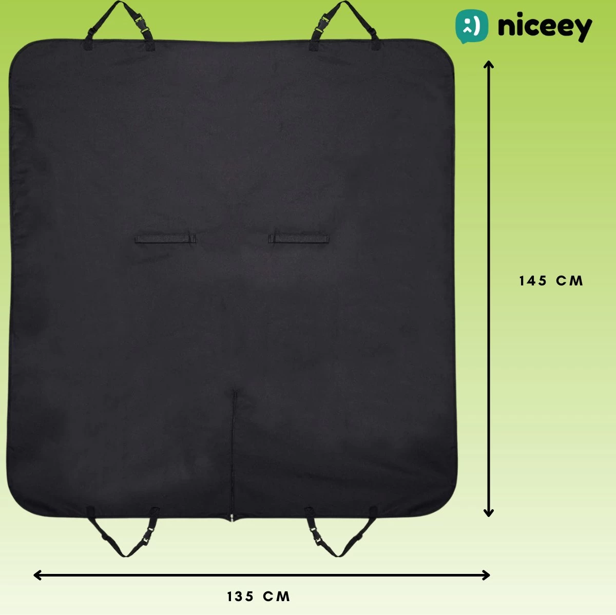 Niceey Hondendeken Auto Achterbank En Kofferbak - 135 X 145 CM - Beschermhoes - Autodekens - Hondenkleed - Honden Deken Auto Achterbank - Zwart - Afbeelding 6
