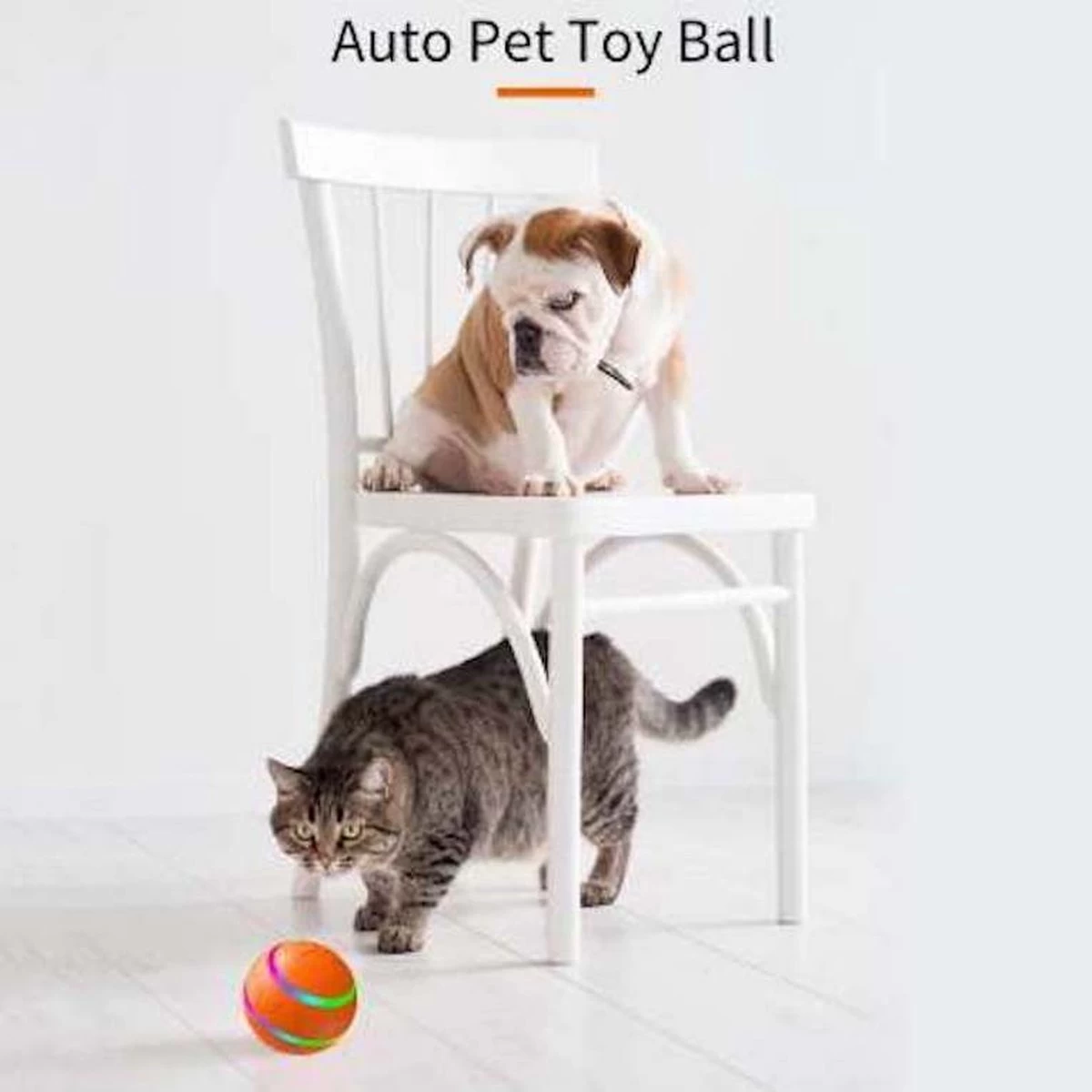 Merkloos Slimme Interactieve Zelf Rollende Bal Voor Honden - 3 Speelmodi - Honden Speelgoed - Hondenspeeltjes - USB Oplaadbaar - Met Afstandsbediening - Intelligente Automatische Roterende Waterproof Led Bal Met Afstandsbediening - Oranje - Afbeelding 5