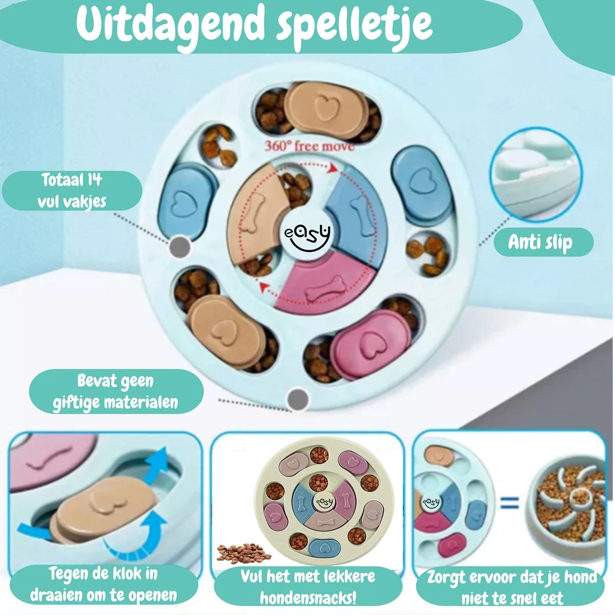 Hondenpuzzel Blauw - Honden Speelgoed - Honden - Hondenbrokken - Hondenspeelgoed - Interactief Spel Voor Honden - Intelligentie Spel - Snuffelmat - Snuffelmat Hond - Hondenspeeltjes - Intelligentie - Hond Speelgoed - Afbeelding 3