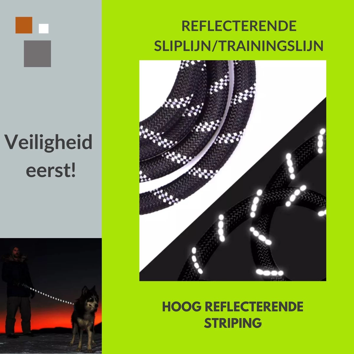 1FORME Hondenriem 15-25kg - Sliplijn Hond REFLECTEREND 2m, 1cm Ø - Jachtlijn 2 Ergonomische Handvaten - Dubbel Stop - Afbeelding 7