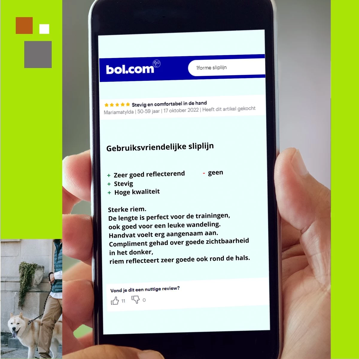 1FORME Hondenriem 15-25kg - Sliplijn Hond REFLECTEREND 2m, 1cm Ø - Jachtlijn 2 Ergonomische Handvaten - Dubbel Stop - Afbeelding 9