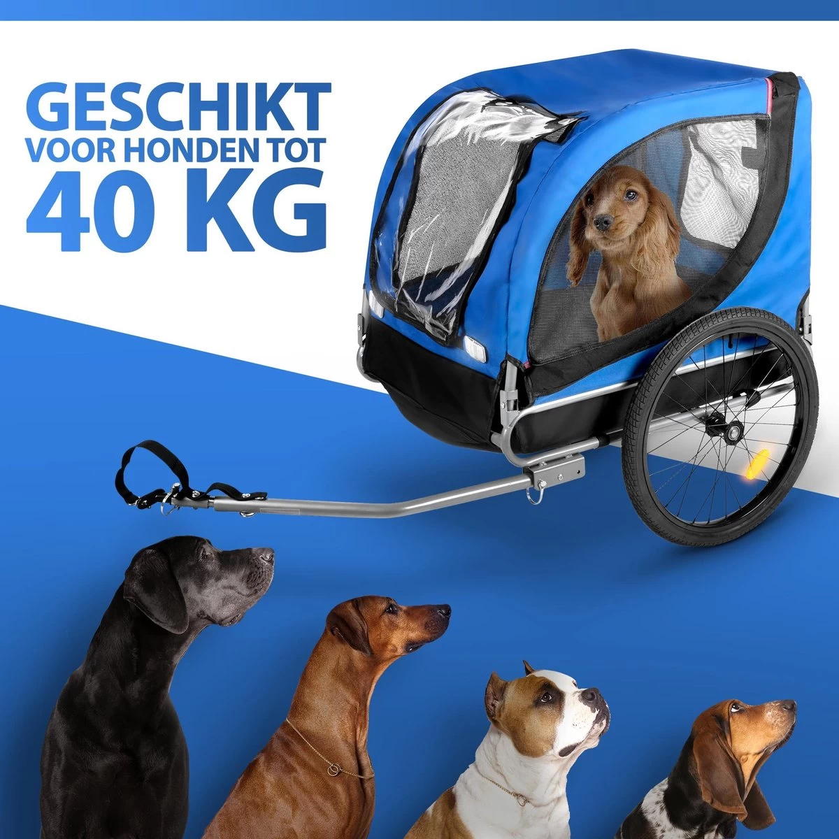 Bicycle Gear Fietskar Hond - Max. 25 KG - Plat Opvouwbaar - Eenvoudige Montage - Regenhoes - Afneembare Luchtbanden - Afbeelding 4