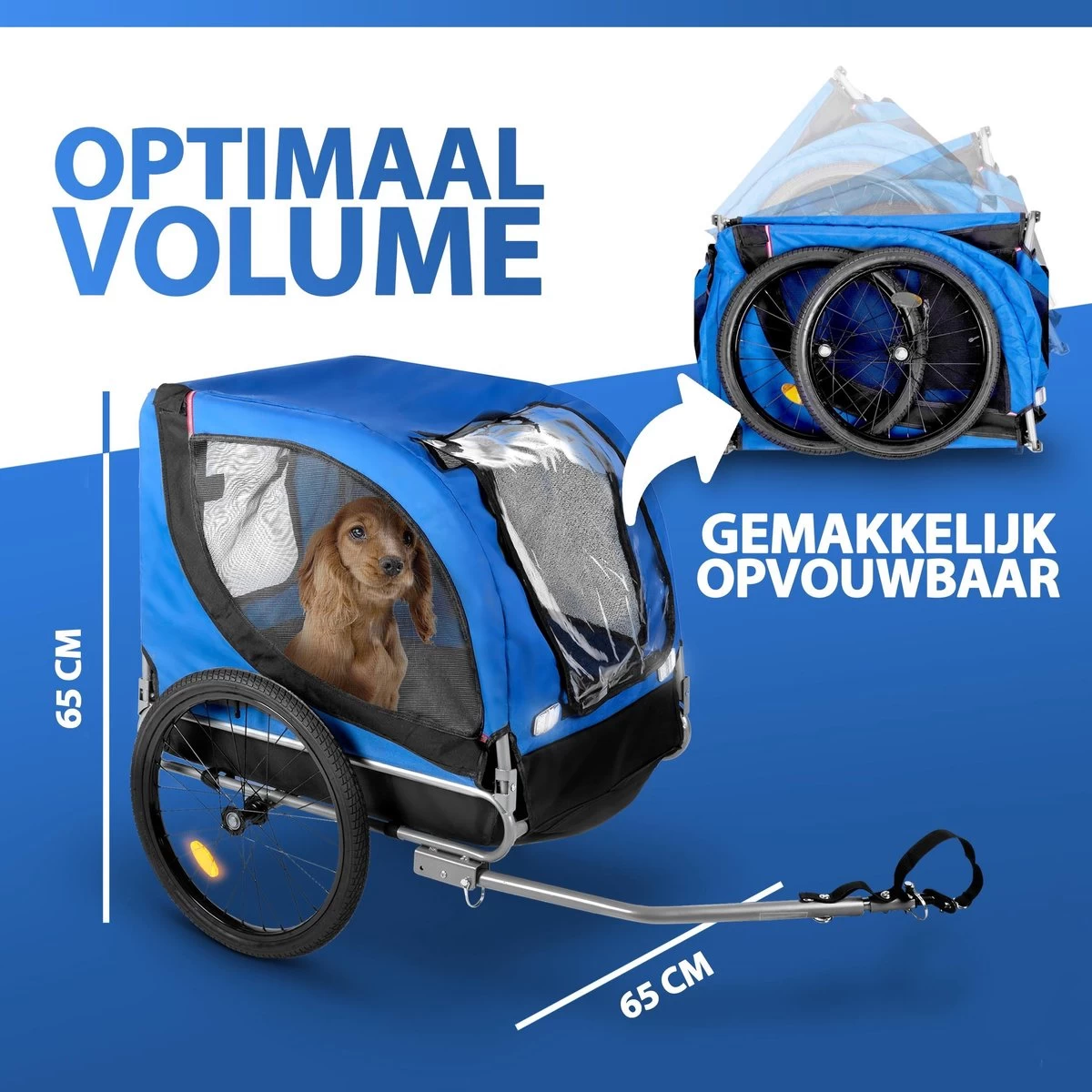 Bicycle Gear Fietskar Hond - Max. 25 KG - Plat Opvouwbaar - Eenvoudige Montage - Regenhoes - Afneembare Luchtbanden - Afbeelding 8