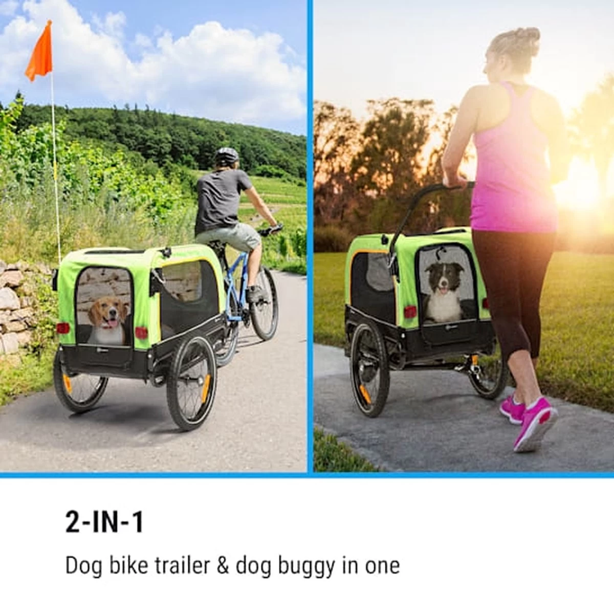 Klarfit Corgi 2-in-1 Hondenaanhanger & Hondenbuggy - Hondenfietskar Geschikt Voor Alle Fietsen Met 26-28" Banden - Voor Kleine Tot Middelgrote Honden - Afbeelding 3