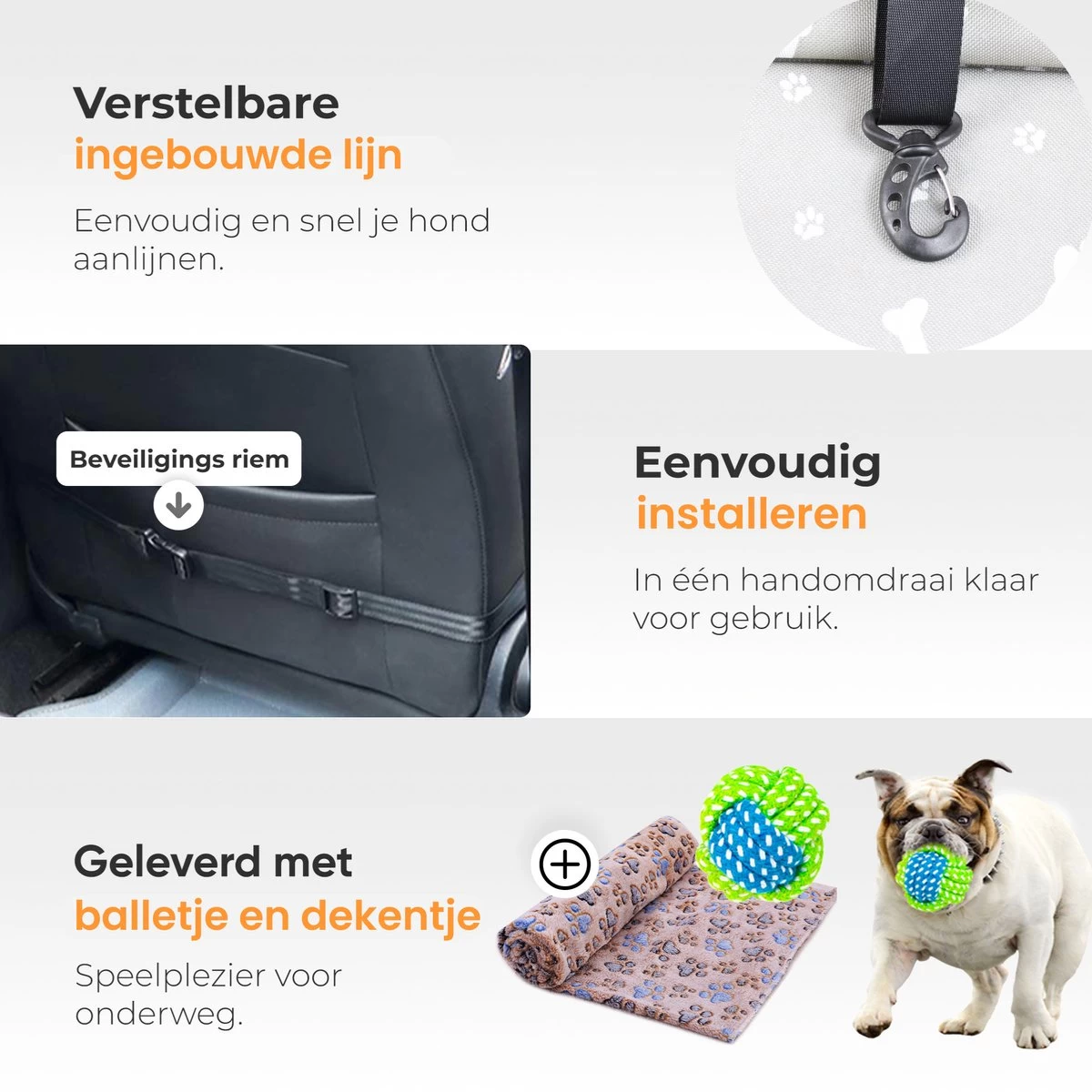 Luxe Autostoel Hond - Reisbench Opvouwbaar - Hondenmand Auto Achterbank - Waterdichte Hondenstoel - Grijs - Afbeelding 5