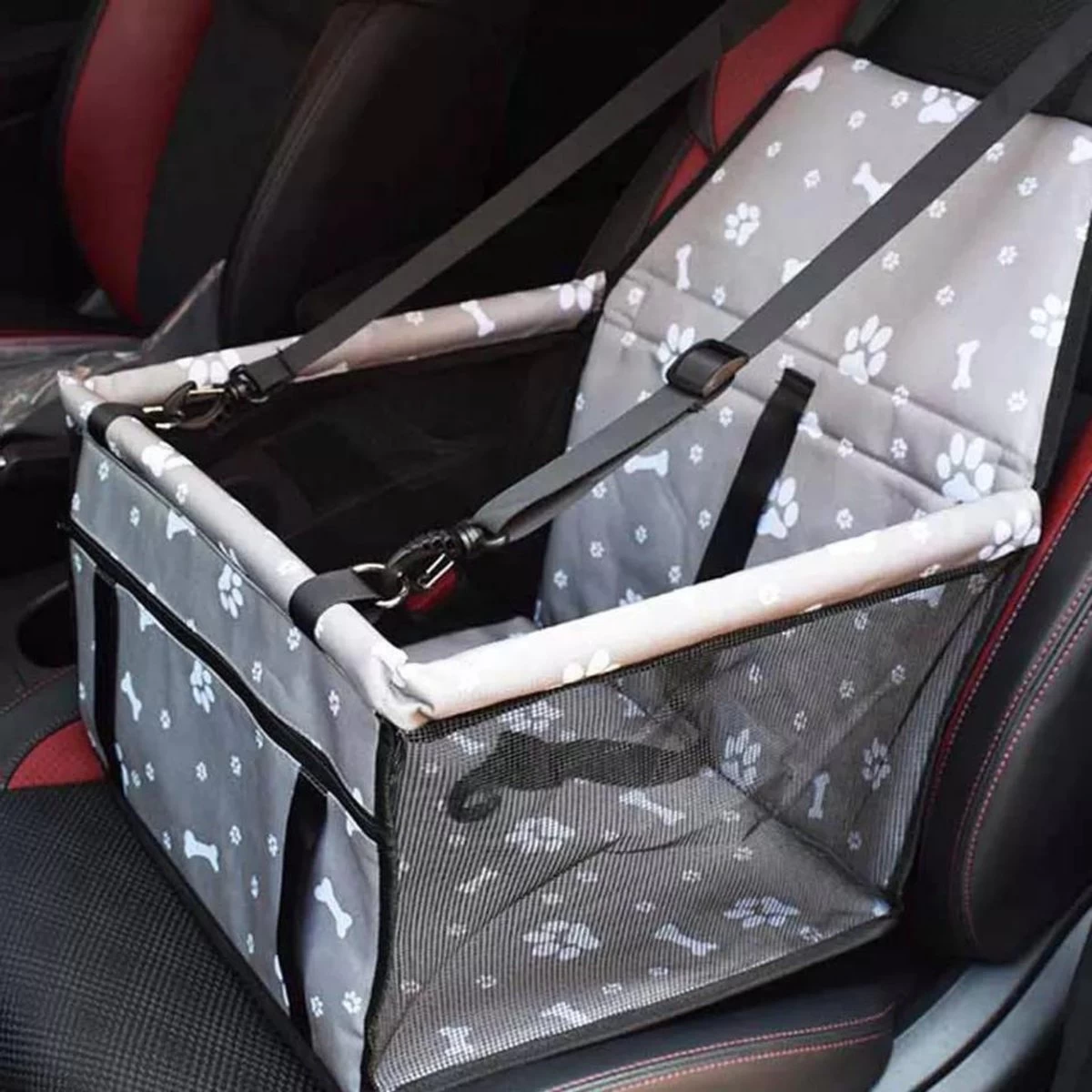 Luxe Autostoel Hond - Reisbench Opvouwbaar - Hondenmand Auto Achterbank - Waterdichte Hondenstoel - Grijs - Afbeelding 9