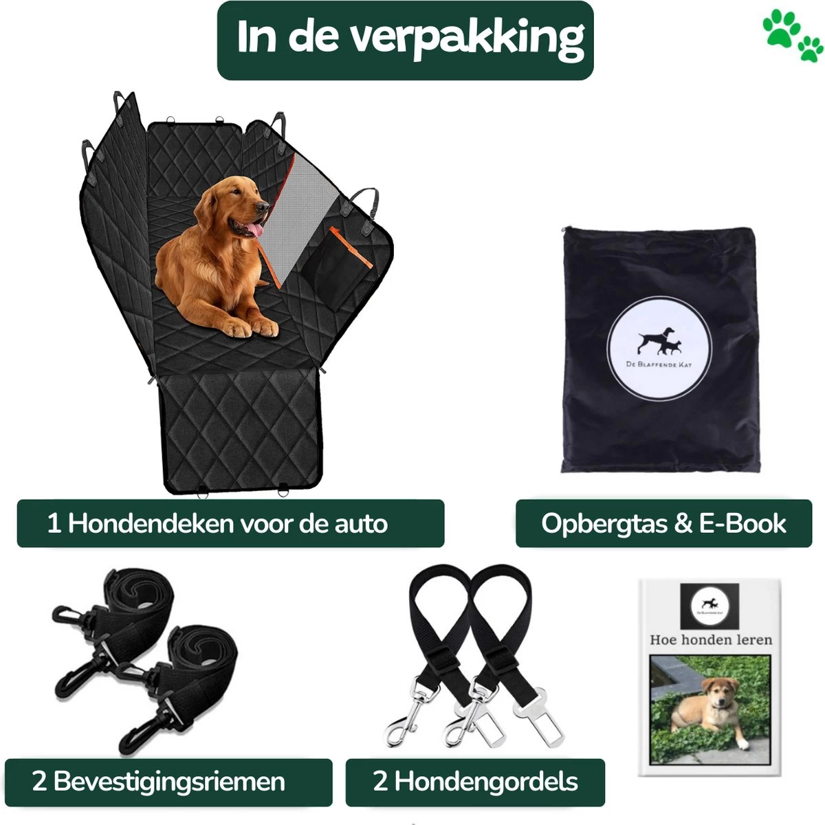 Premium Hondendeken Auto Achterbank Kijkvenster - Incl 2 Hondenriemen En E-Book - Autodeken Hond - Autobench Voor Hond - Zwart Oranje - Afbeelding 10