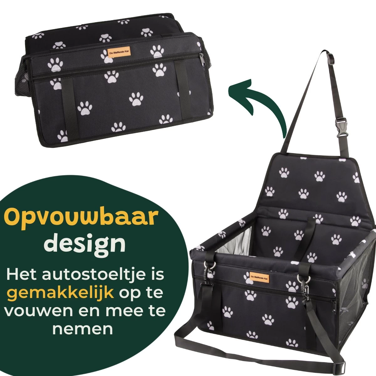 Luxe Autostoel Hond – Opvouwbare Hondenmand Auto – Reisbench Hond – Automand Hond -Hondenstoel Pootjesprint - Afbeelding 10