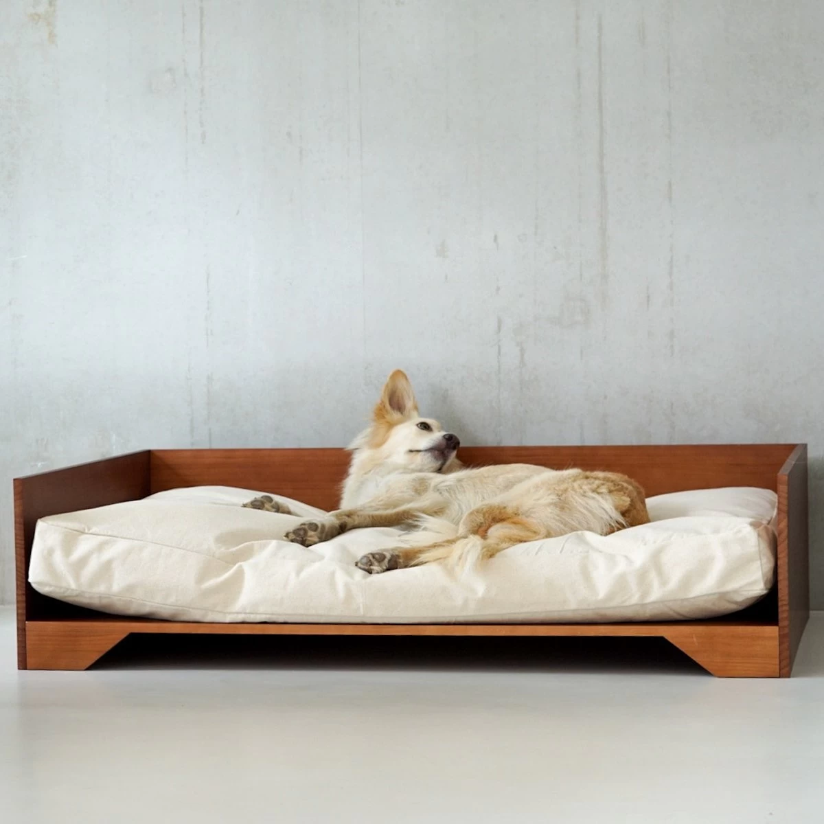 STUDIO ANIMAUX Hondenmand Met Katoenen Kussen (maat L) | 119 X 76,5 Cm | Hondenbed | Hondensofa | Hondenbank | Hout | Bruin - Afbeelding 7