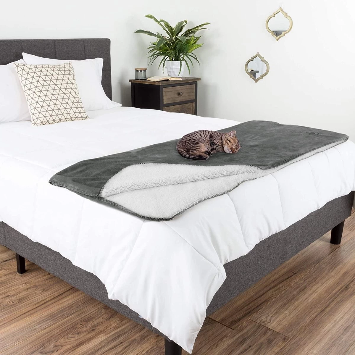 Groene Berg Hondendeken - Waterdicht - Fleece Plaid Hond Kat Huisdier - Bankbeschermer - 125x150 Cm - Grijs - Afbeelding 4