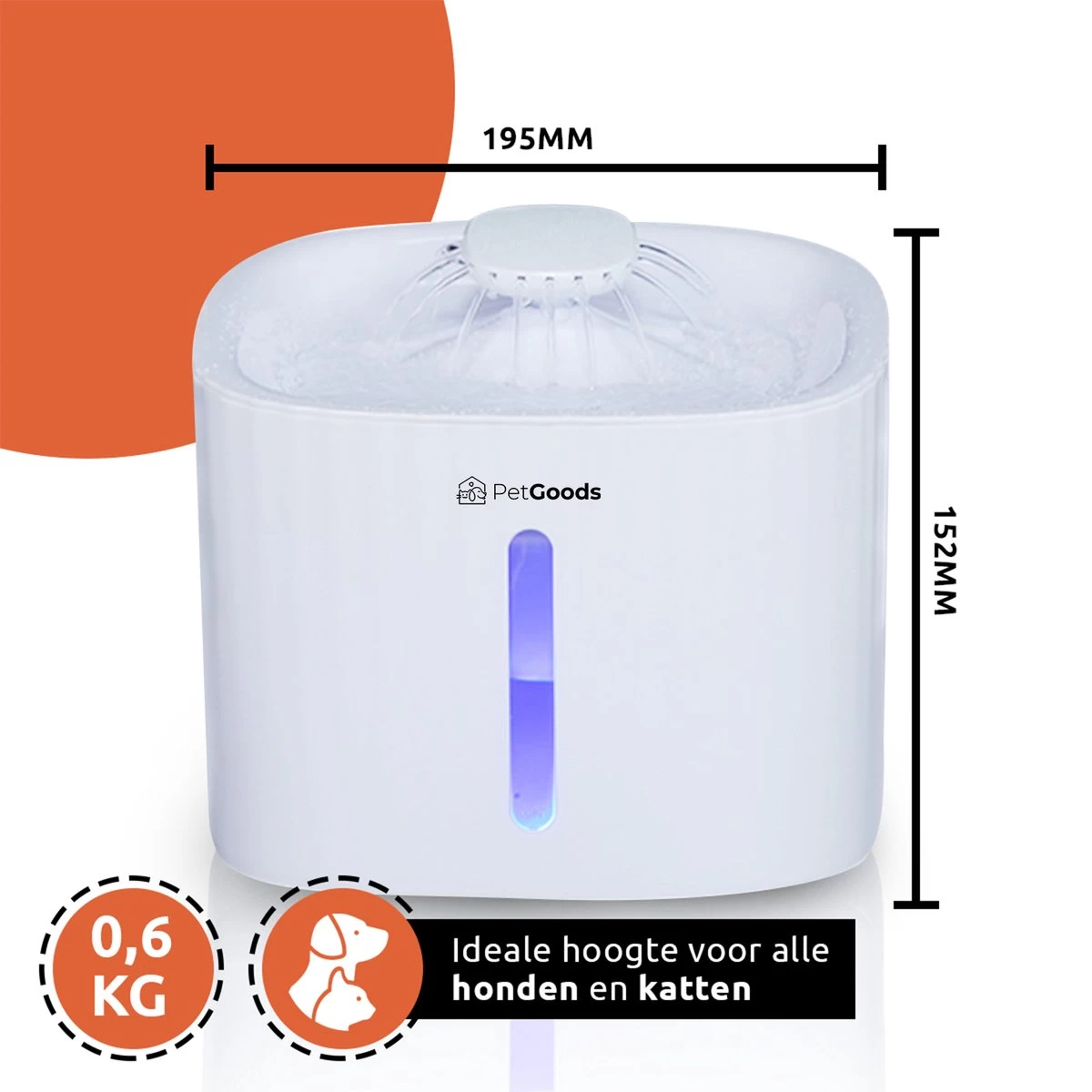 PetGoods Drinkfontein - Honden & Katten – 3 Liter - Fluisterstil - Drinkfontein Kat - Incl. Filter & Pomp - Afbeelding 7