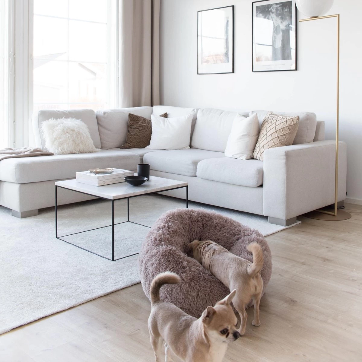 District 70 FUZZ - Hondenmand Comfortabel En Zacht Pluche - Zand, Oudroze, Donkergrijs En Lichtgrijs In S/M/L/XL - Maat: Medium, Kleur: Zand - Afbeelding 7