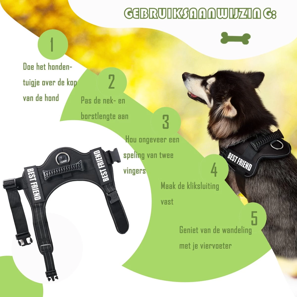 Woofy Hondentuig - Anti Trek - Hondenharnas - Reflecterend - Verstelbaar - Afbeelding 6