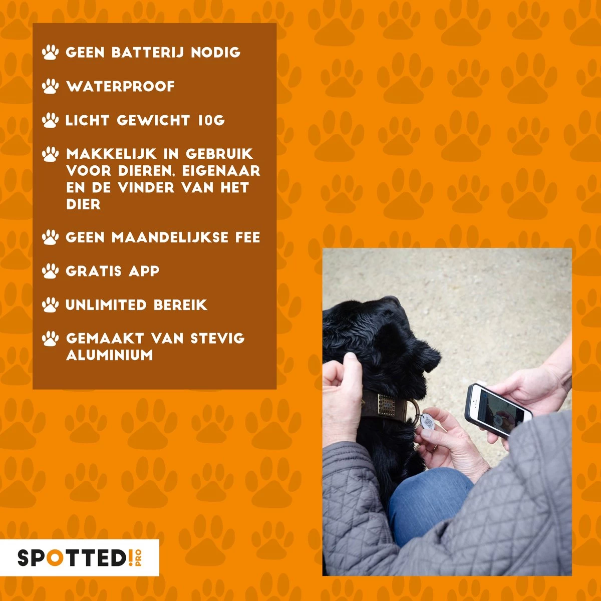 Spotted! Pro Smart Pet Tag – Hondenpenning En Kattenpenning – QR Code – NFC Chip – Small - Ø2.4cm - Zilver - Afbeelding 3