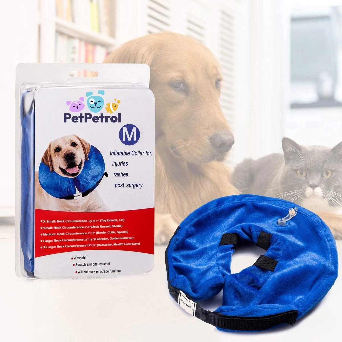 PetPetrol Opblaasbare Hondenkraag - Opblaasbare Kraag Hond - Beschermkraag Opblaasbaar Voor Honden/katten - Blauw - Small - Afbeelding 4