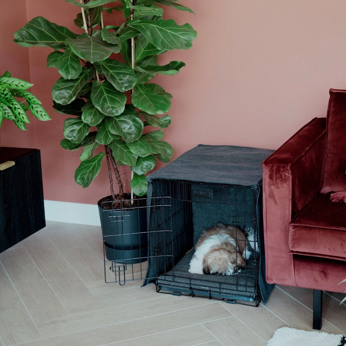 District 70 CRATE Cover - Stijlvolle Benchhoes - Canvas & Katoen - Verkrijgbaar In 5 Maten - Donkergrijs & Zand - Maat: L - 94 X 63 X 66 Cm, Kleur: Zand - Afbeelding 2