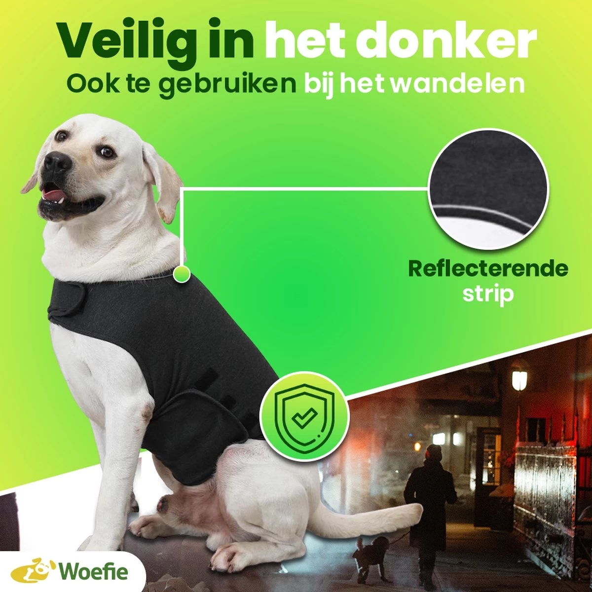 Woefie Honden Anti Stress Vest - Hond Blaffen - Maat M - Reflecterend - Thundershirt - Grijs - Afbeelding 5