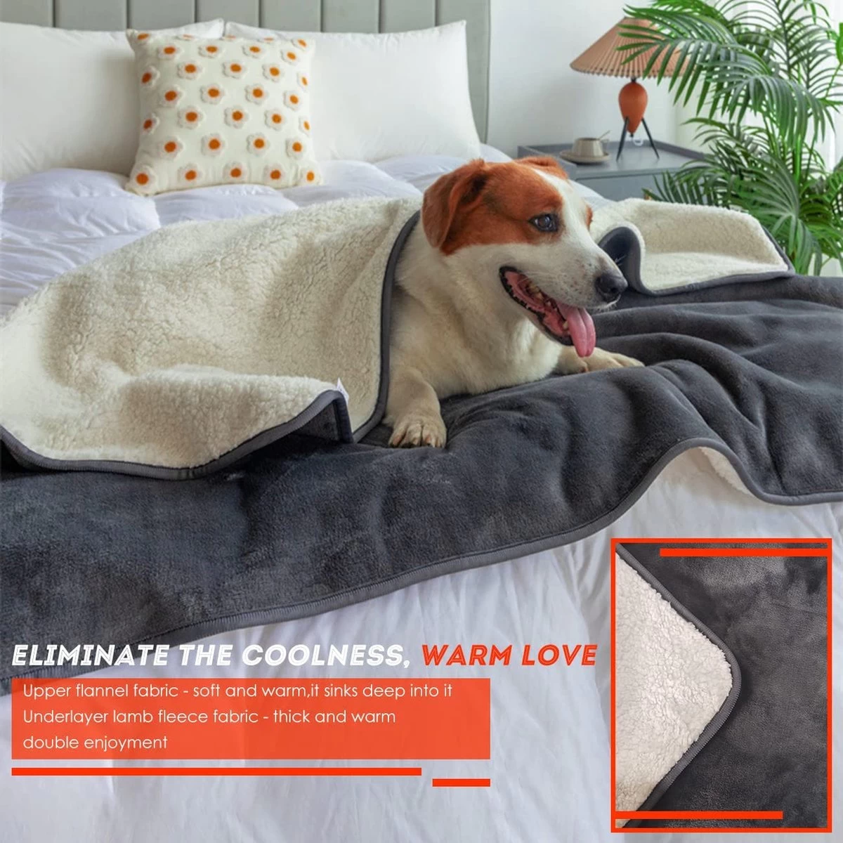 Hondendeken, Fleece, Waterdicht, Wasbaar, Hondenmat, Huisdier, Warme Zachte Deken Voor Hondendeken, Kattendeken, Deken Voor Katten En Honden, Waterdichte Deken Voor Bank, Bed, 150 X 127 Cm - Afbeelding 6