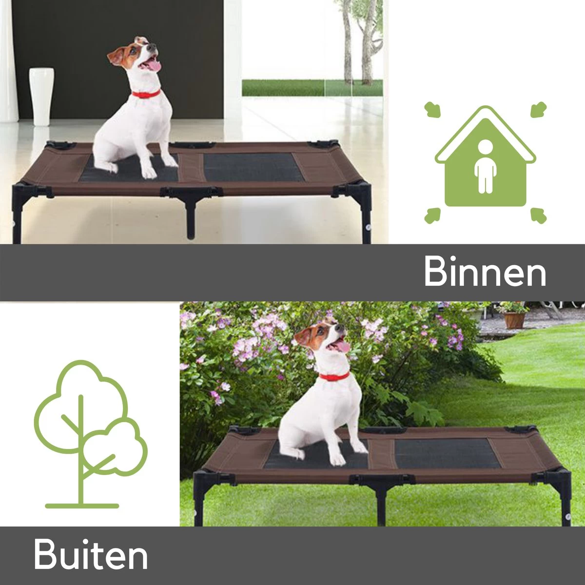 Hondenbed - Hondenstretcher - Honden Ligbed - L - Draagbaar - 92Lx76Bx18H Cm - Bruin - Afbeelding 4