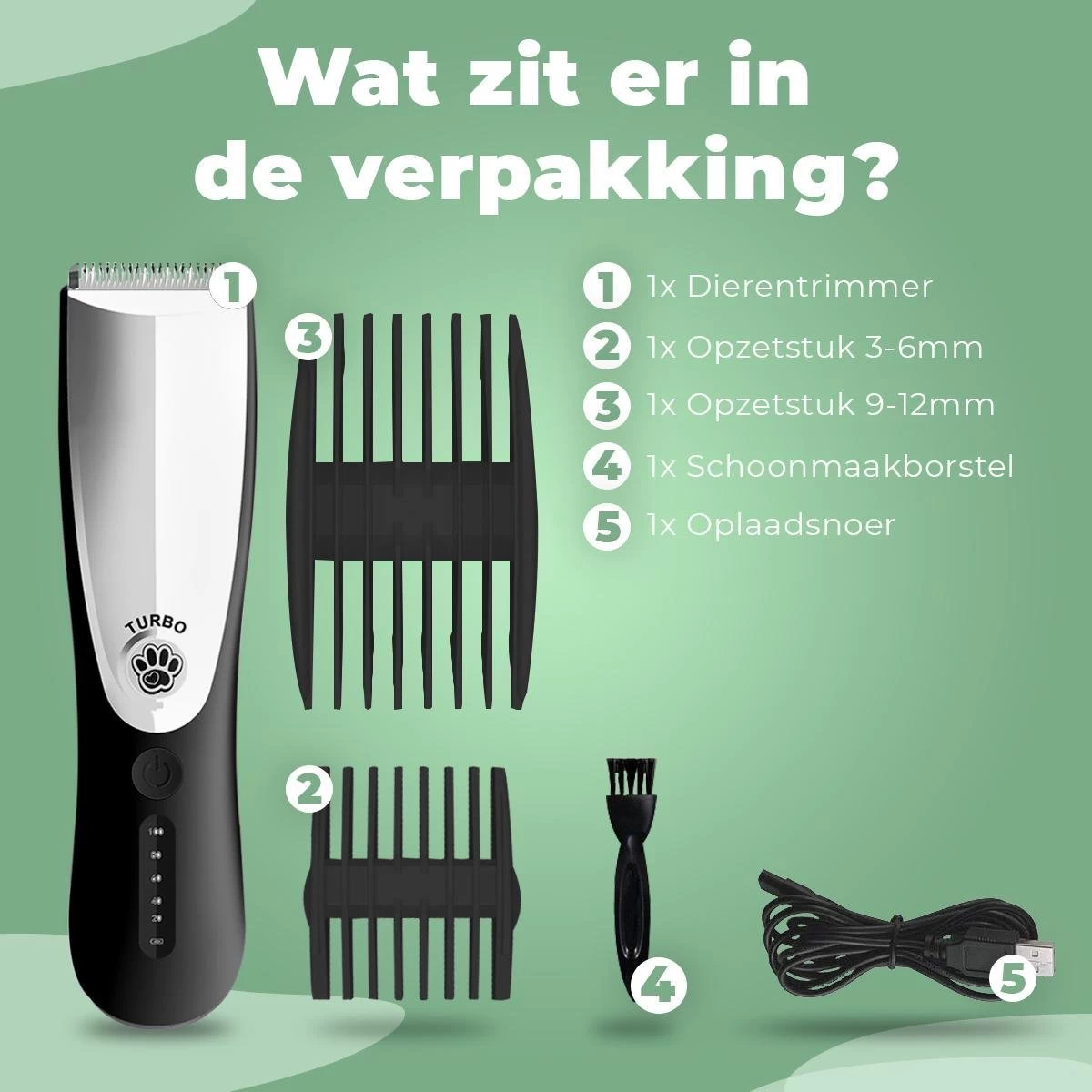Essential Goods Professionele Hondentondeuse – Hondentrimmer - Draadloos – Opzet Kammen – Dik/Dunne Vacht - Honden/Katten - Zwart/Zilver - Afbeelding 8