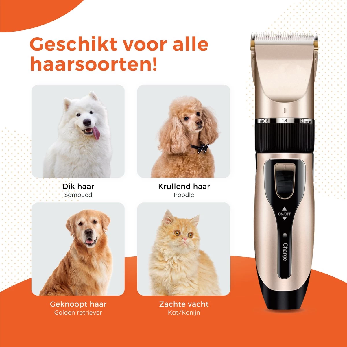 PetGoods Hondentondeuse - 10 Delige Set - Katten & Honden - Draadloos - Low Noise - Incl. Schaar, Nagelknipper, Vijl & Kam - Afbeelding 5