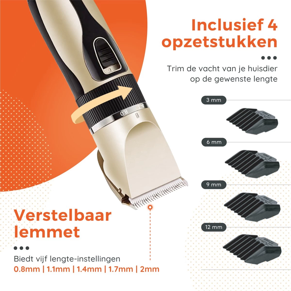 PetGoods Hondentondeuse - 10 Delige Set - Katten & Honden - Draadloos - Low Noise - Incl. Schaar, Nagelknipper, Vijl & Kam - Afbeelding 7